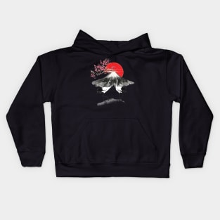 Japanese Stork Blossom Sunset Kids Hoodie